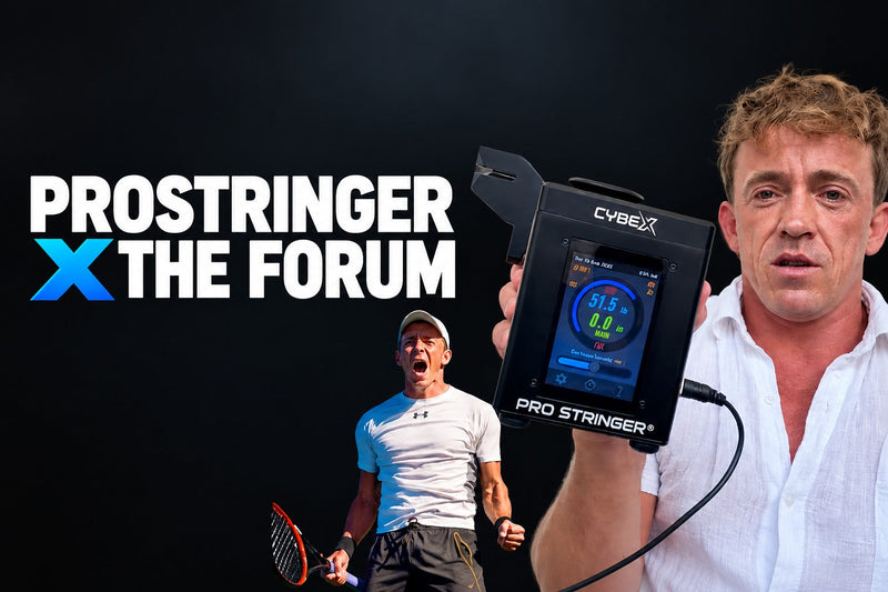 Rubin Statham featured in The Forum magazine alongside the Pro Stringer tennis racquet stringing machine.