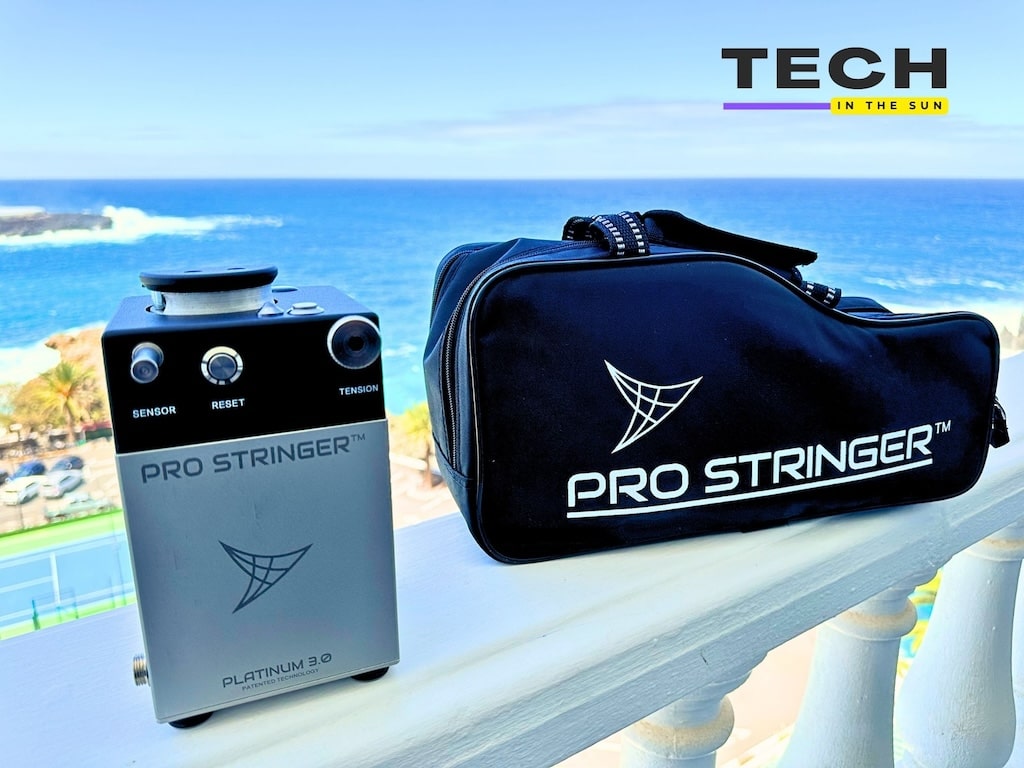 Pro Stringer Platinum 3.0 machine and its black Pro Stringer branded carrying bag
