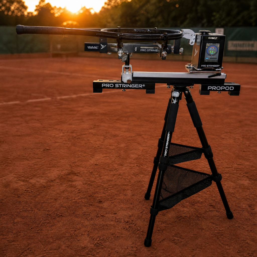 ProPod TriStand on a clay court at sunset